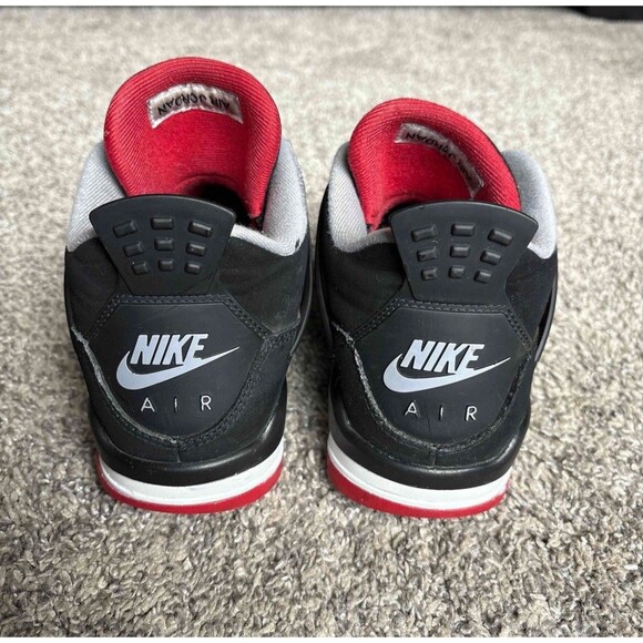 Nike Air Jordan 4 Retro Bred 2019 Size 6 Youth (Size 7.5 Women's) - Picture 4 of 7
